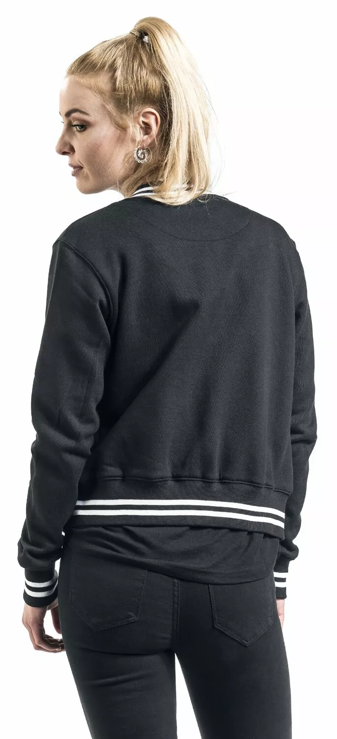 "Ladies College Sweat Jacket" Collegejas Zwart-wit Van Urban Classics - Afbeelding 6