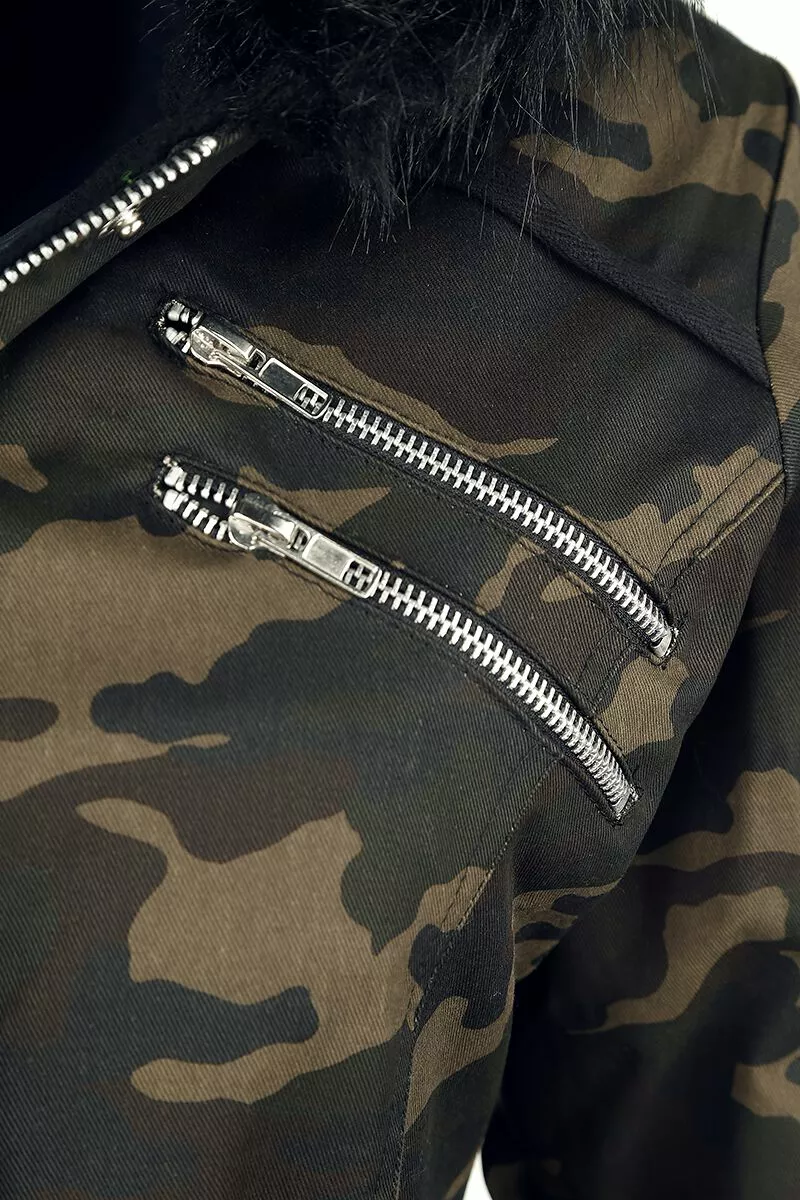 "Multi Pocket Jacket" Winterjas Camouflage Van Gothicana By EMP - Afbeelding 4