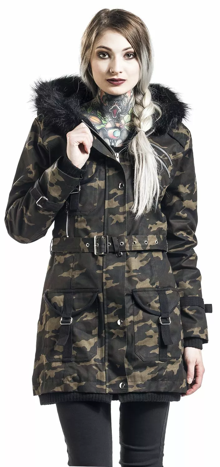 "Multi Pocket Jacket" Winterjas Camouflage Van Gothicana By EMP - Afbeelding 6