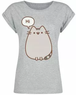 "Hi Bye" T-shirt Grijs Gemêleerd Van Pusheen