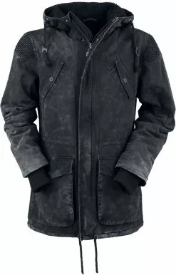 "Vintage Parka With Teddy Hood" Winterjas Grijs Van Rock Rebel By EMP