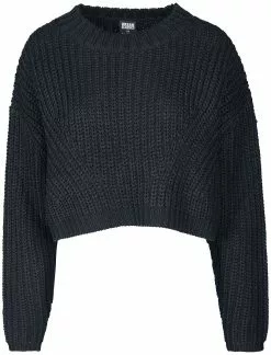 "Ladies Wide Oversize Sweater" Gebreide Trui Zwart Van Urban Classics