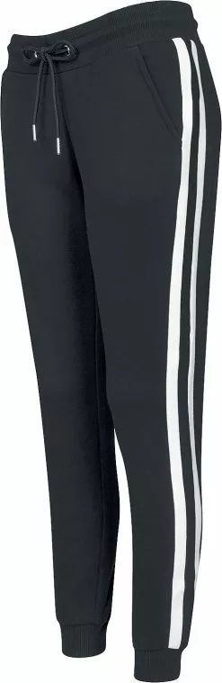 "Ladies College Contrast Sweatpants" Trainingsbroeken Zwart-wit Van Urban Classics