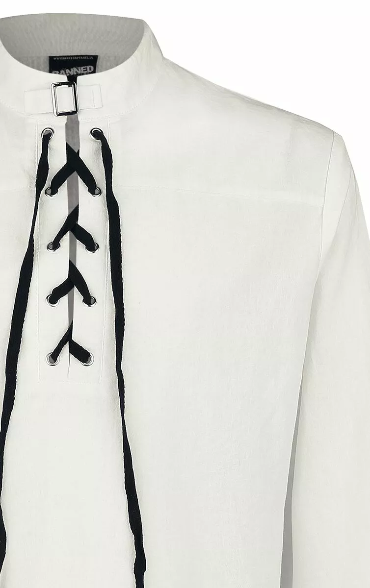 "Overhemd Met Veters" Shirt Gebroken Wit Van Banned Alternative - Afbeelding 4