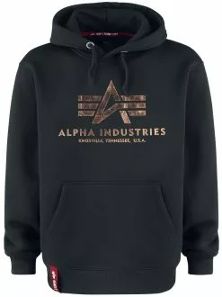 "Basic Hoodie" Trui Met Capuchon Zwart-goudkleurig Van Alpha Industries