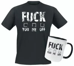 Brandfun Slogans "Geschenkdoos - Geschenkset - Fuck You Me Off" T-shirt Zwart Van Slogans