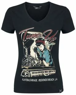 "Tune Up" T-shirt Zwart Van Queen Kerosin