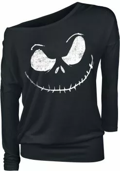"Jack Skellington - Face" Shirt Met Lange Mouwen Zwart Van The Nightmare Before Christmas