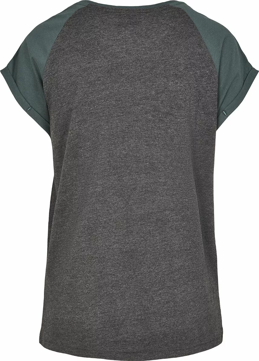 "Ladies Contrast Raglan Tee" T-shirt Antraciet-groen Van Urban Classics - Afbeelding 2