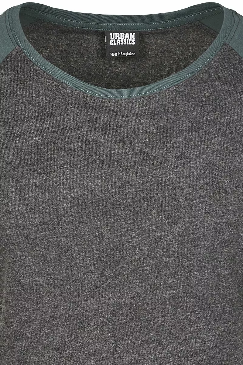 "Ladies Contrast Raglan Tee" T-shirt Antraciet-groen Van Urban Classics - Afbeelding 3
