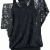 "2 In 1 Lace Shirt" T-shirt Zwart Van Gothicana By EMP