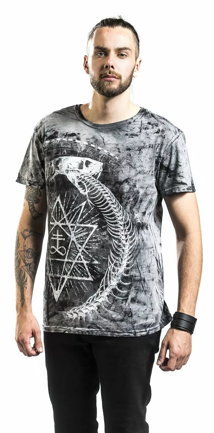"Ouroboros Snake" T-shirt Zwart Van Alchemy England - Afbeelding 5