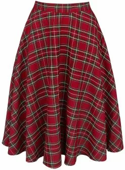 "Irvine Skirt" Medium-lengte Rok Rood Van Hell Bunny