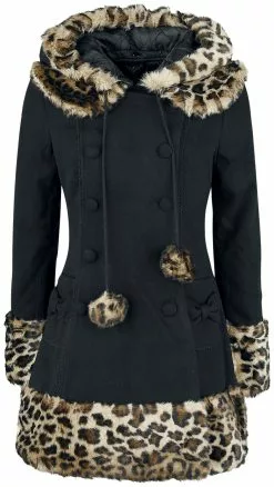 "Leah Jane Coat" Lange Jassen Zwart-luipaard Van Hell Bunny