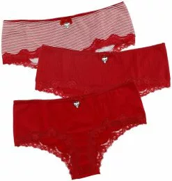 "Set Of 3 Hipster Pants" Pantyset Rood-wit Van Pussy Deluxe