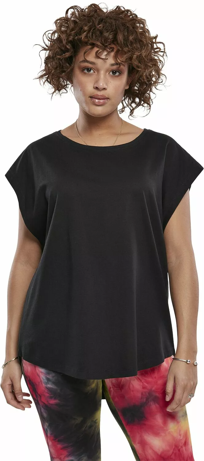 "Ladies Basic Shaped Tee" T-shirt Zwart Van Urban Classics - Afbeelding 6