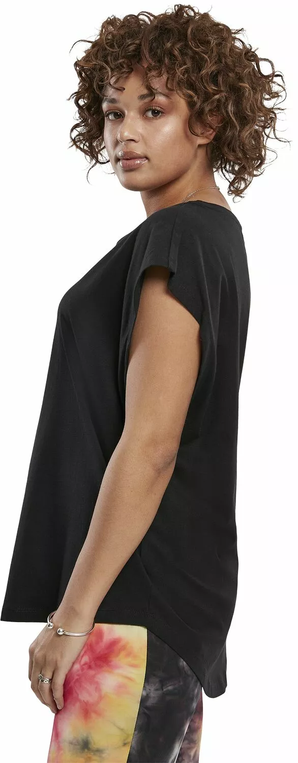 "Ladies Basic Shaped Tee" T-shirt Zwart Van Urban Classics - Afbeelding 7