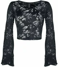 "Wide 70S Sleeve Top" Shirt Met Lange Mouwen Zwart Van Banned Alternative