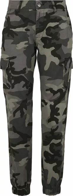 "Ladies High Waist Camo Cargo Pants" Cargobroeken Dark Camo Van Urban Classics