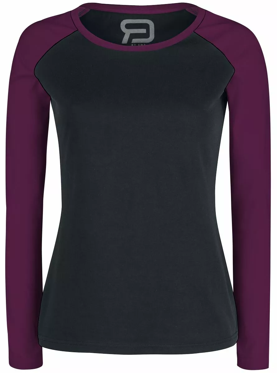"Long Raglan Road" Shirt Met Lange Mouwen Zwart-paars Van RED By EMP