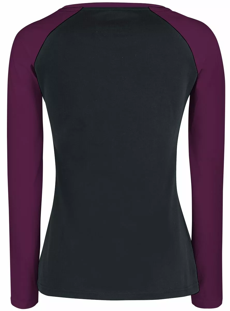 "Long Raglan Road" Shirt Met Lange Mouwen Zwart-paars Van RED By EMP - Afbeelding 2