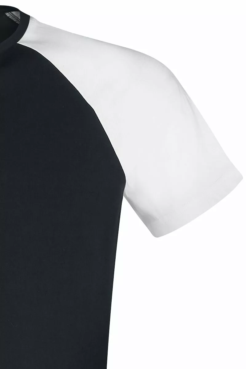 "Short Raglan Road" T-shirt Zwart-wit Van RED By EMP - Afbeelding 3