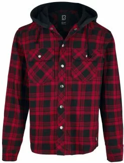 "Checkshirt Sweathood" Longsleeve Rood-zwart Van Brandit