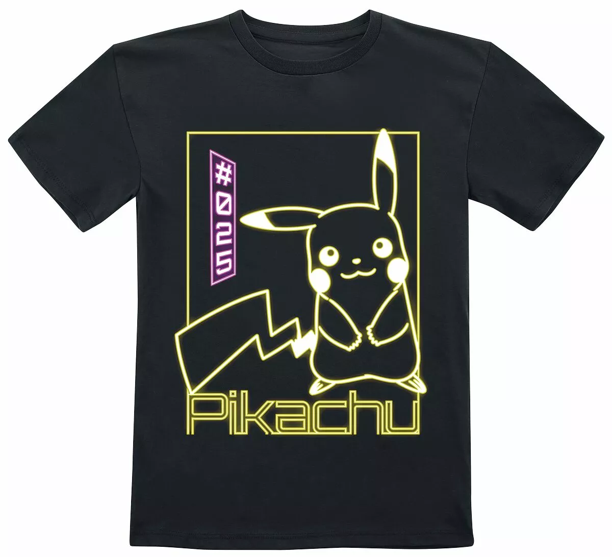 "Kids - Pikachu Neon" T-shirt Zwart Van Pokémon