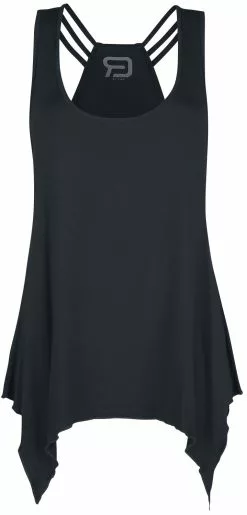 "Black Top With Decorative Ribbons And Round Neckline" Top Zwart Van RED By EMP