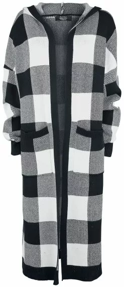 "Black/white Checkered Cardigan With Hood" Cardigan Zwart-wit Van Rock Rebel By EMP