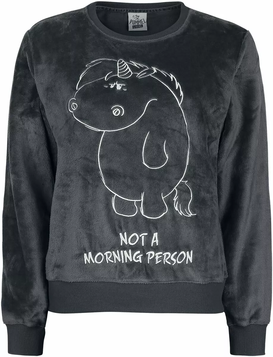 "Grumpy Unicorn - Not A Morning Person" Pyjama Donkergrijs Van Pummeleinhorn - Afbeelding 3