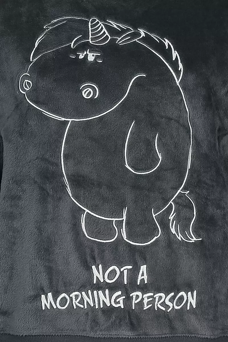 "Grumpy Unicorn - Not A Morning Person" Pyjama Donkergrijs Van Pummeleinhorn - Afbeelding 6