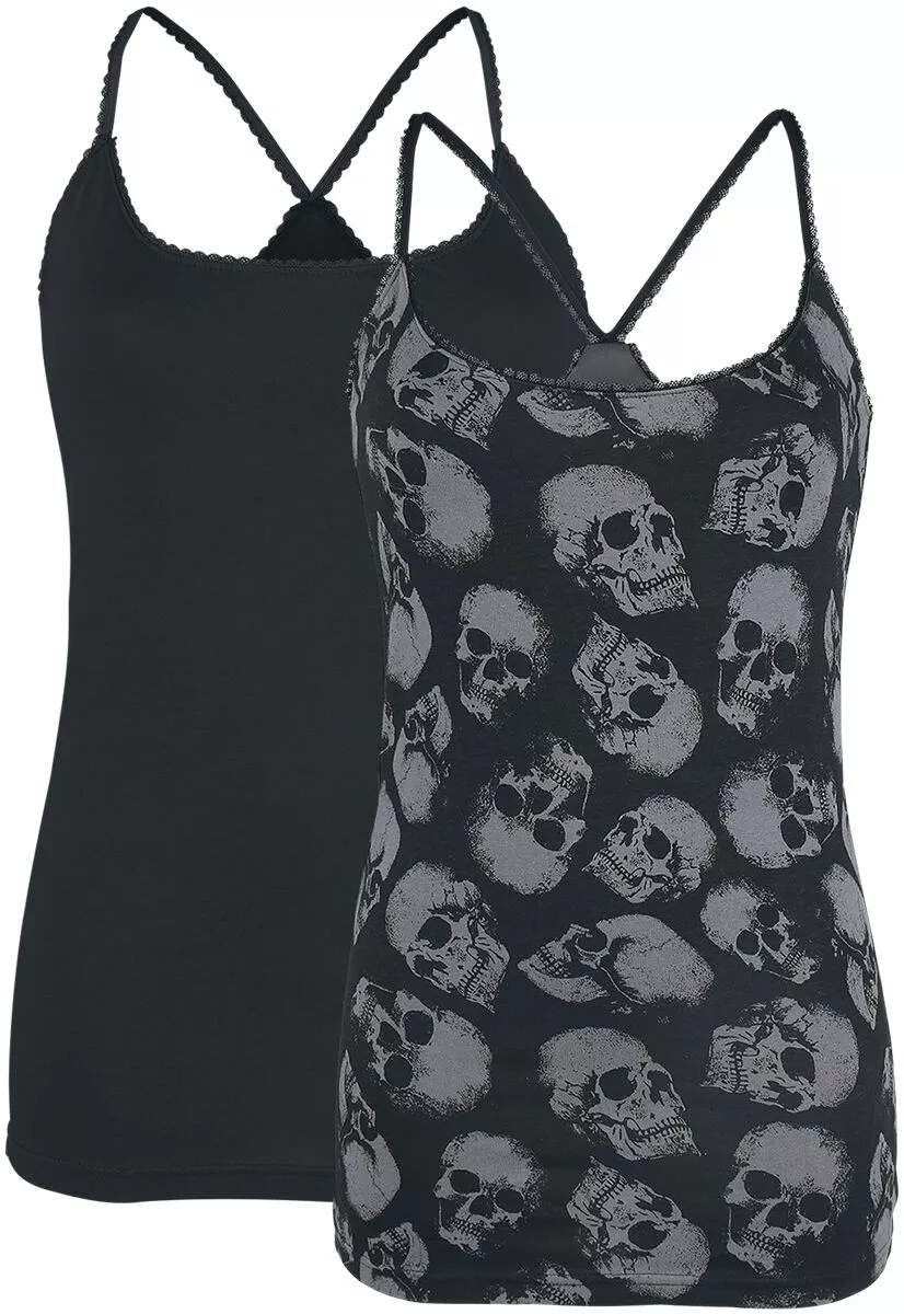 "Double-Pack Of Crew-Neck Tops" Top Zwart-grijs Van Black Premium By EMP