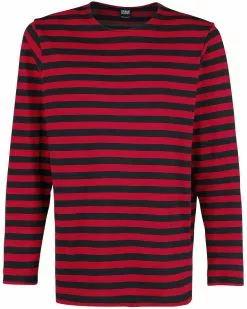 "Regular Stripe Longlseeve" Shirt Met Lange Mouwen Rood-zwart Van Urban Classics