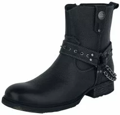 "Black Biker Boots With Straps And Chains" Bikerlaars Zwart Van Rock Rebel By EMP