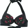 "Black Bikini Top With Rockabilly Print" Bikini Top Zwart Van Rock Rebel By EMP