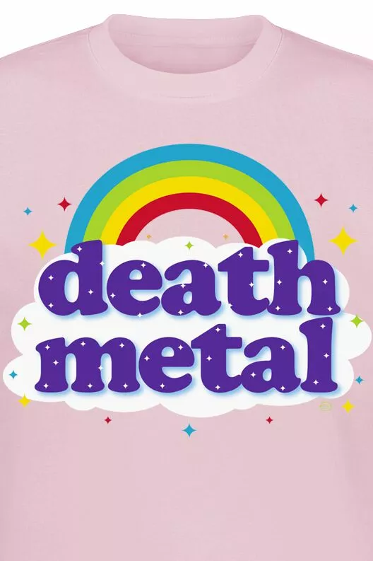 "Death Metal Rainbow" T-shirt Roze Van Goodie Two Sleeves - Afbeelding 2