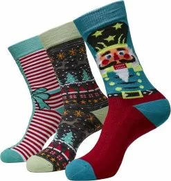 "Christmas Nutcracker Socks 3-Pack" Sokken Meerkleurig Van Urban Classics