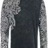 "Black Long-Sleeve Shirt With Wash And Print" Shirt Met Lange Mouwen Zwart Van Black Premium By EMP