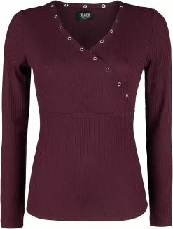 "Burgundy Long-Sleeve Shirt With Eyelets And V-Neckline" Shirt Met Lange Mouwen Bordeaux Van Black Premium By EMP