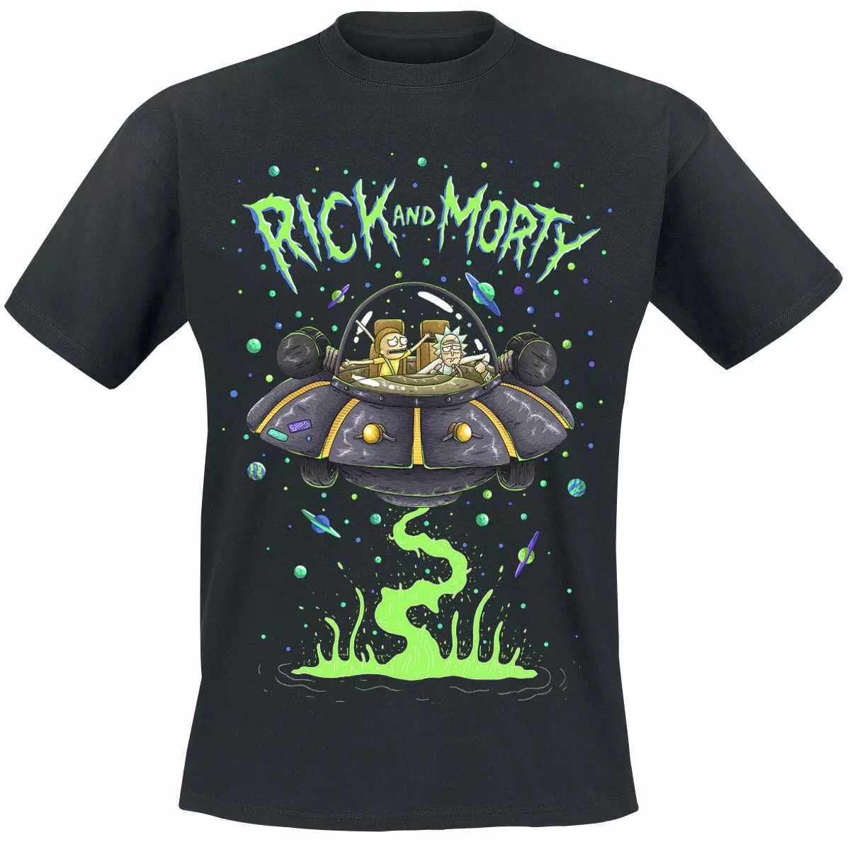 "Spaceship" T-shirt Zwart Van Rick And Morty
