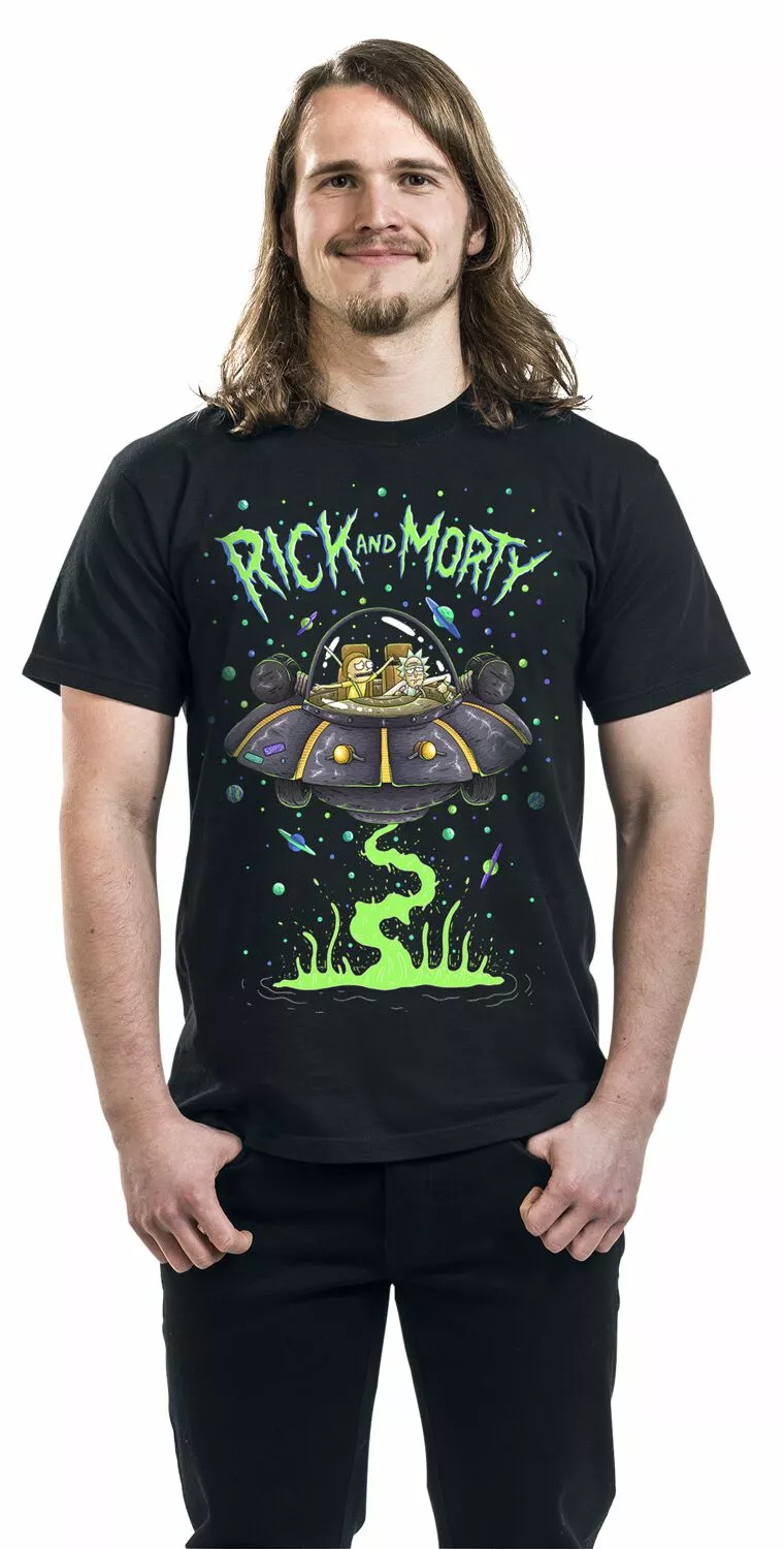 "Spaceship" T-shirt Zwart Van Rick And Morty - Afbeelding 3