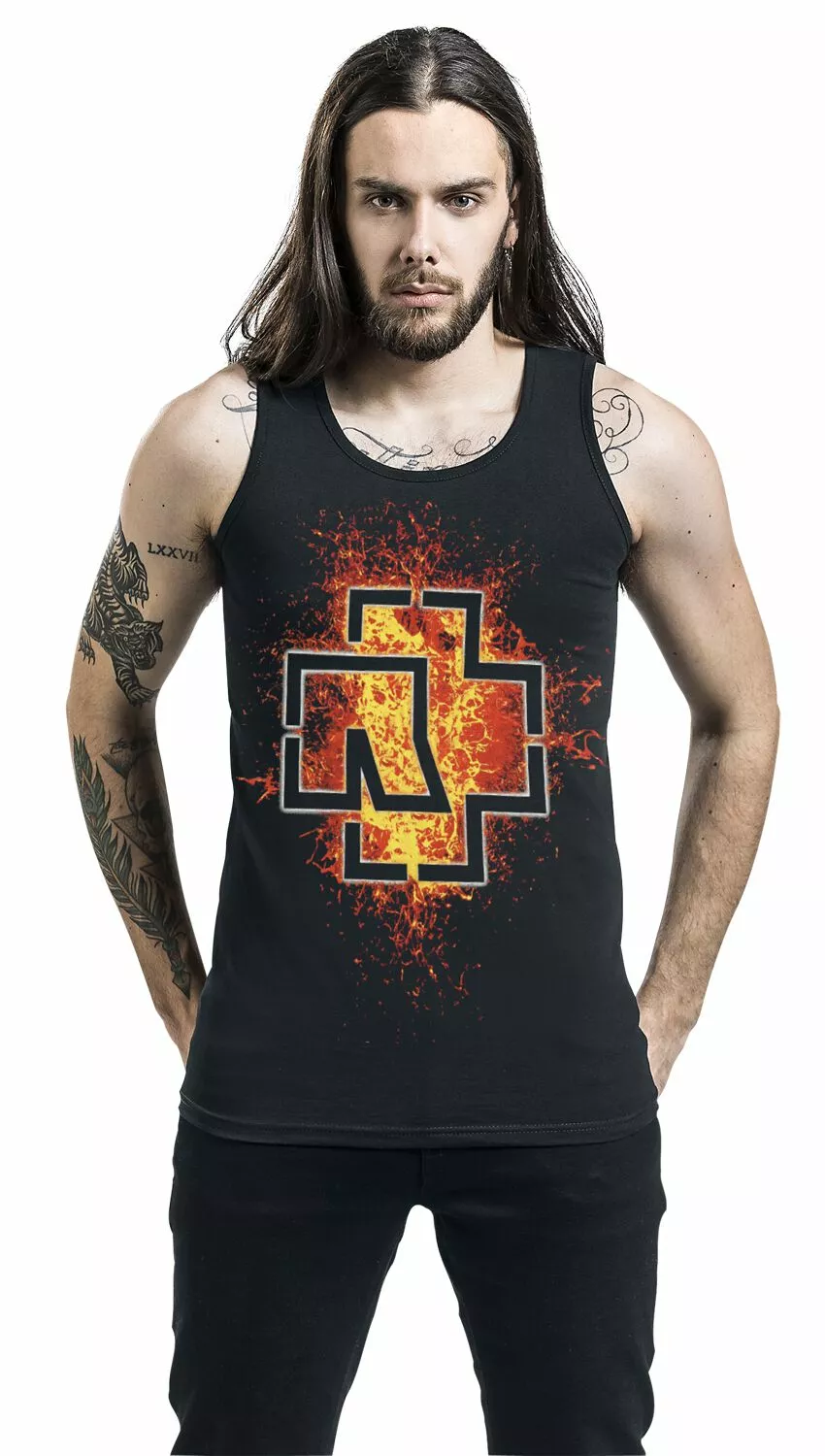 "Lava Logo" Tanktop Zwart Van Rammstein - Afbeelding 3