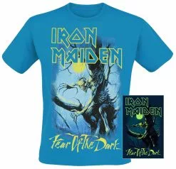 "Fear Of The Dark - Glow In The Dark" T-shirt Blauw Van Iron Maiden