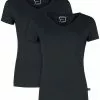 "Two Black T-shirts With V-Neckline" T-shirt Zwart Van RED By EMP