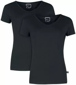 "Two Black T-shirts With V-Neckline" T-shirt Zwart Van RED By EMP
