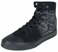 "Black Sneakers With Skull Print" Sneakers High Zwart Van Black Premium By EMP