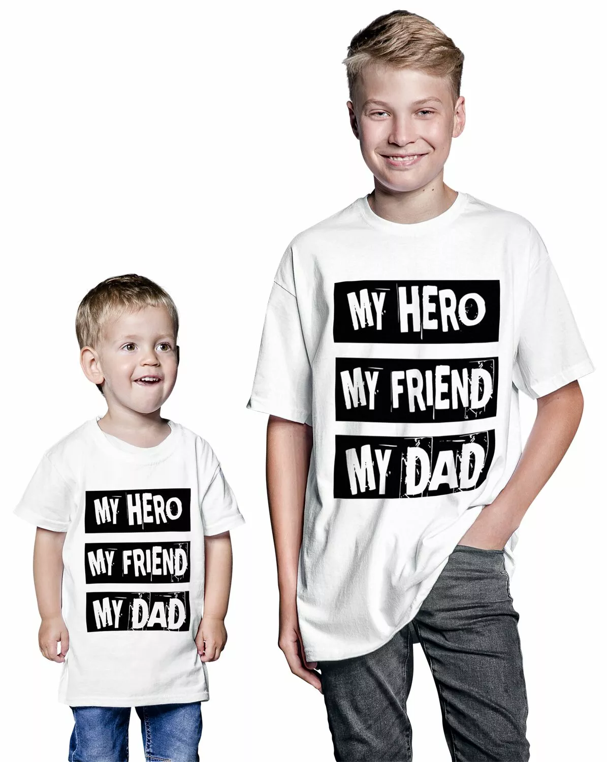 Brandfun Family And Friends "Family & Baby - Kids - My Hero, My Friend, My Dad" T-shirt Wit Van Family And Friends - Afbeelding 3