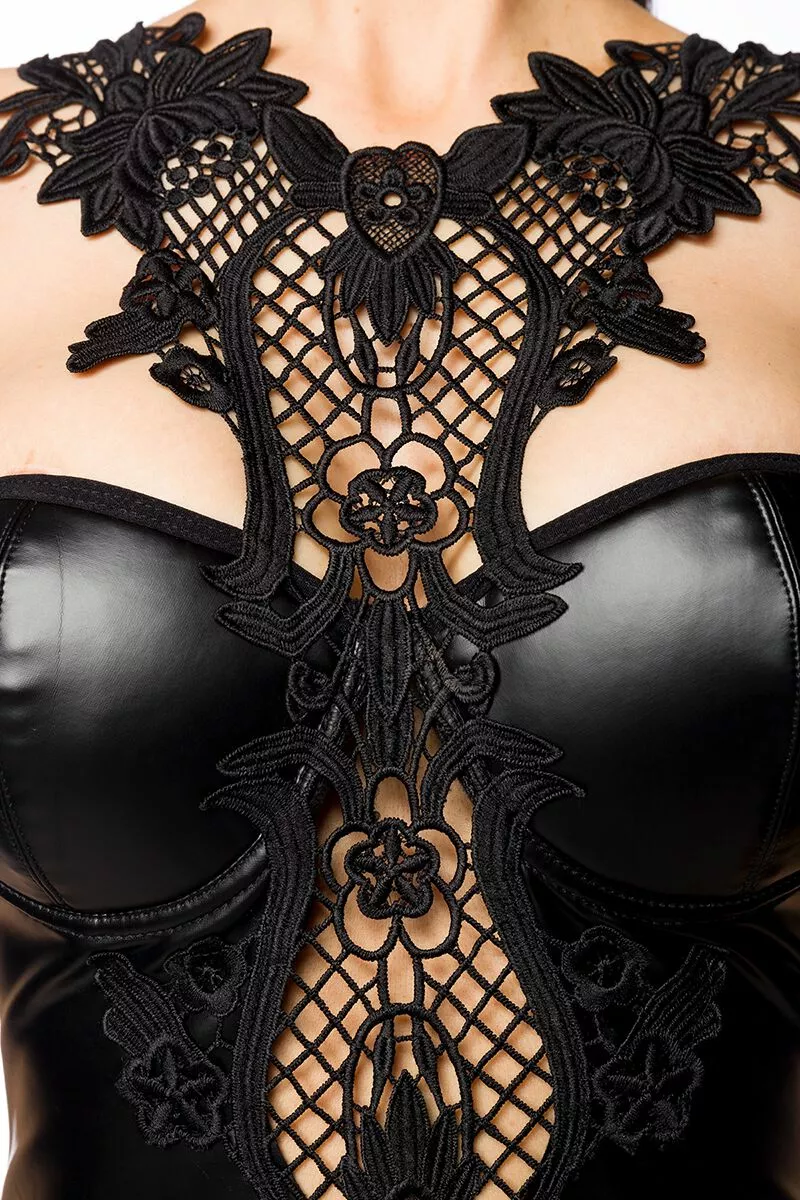 "Powerlastic Lace Wetlook Dress" Ondergoed Zwart Van Saresia - Afbeelding 3