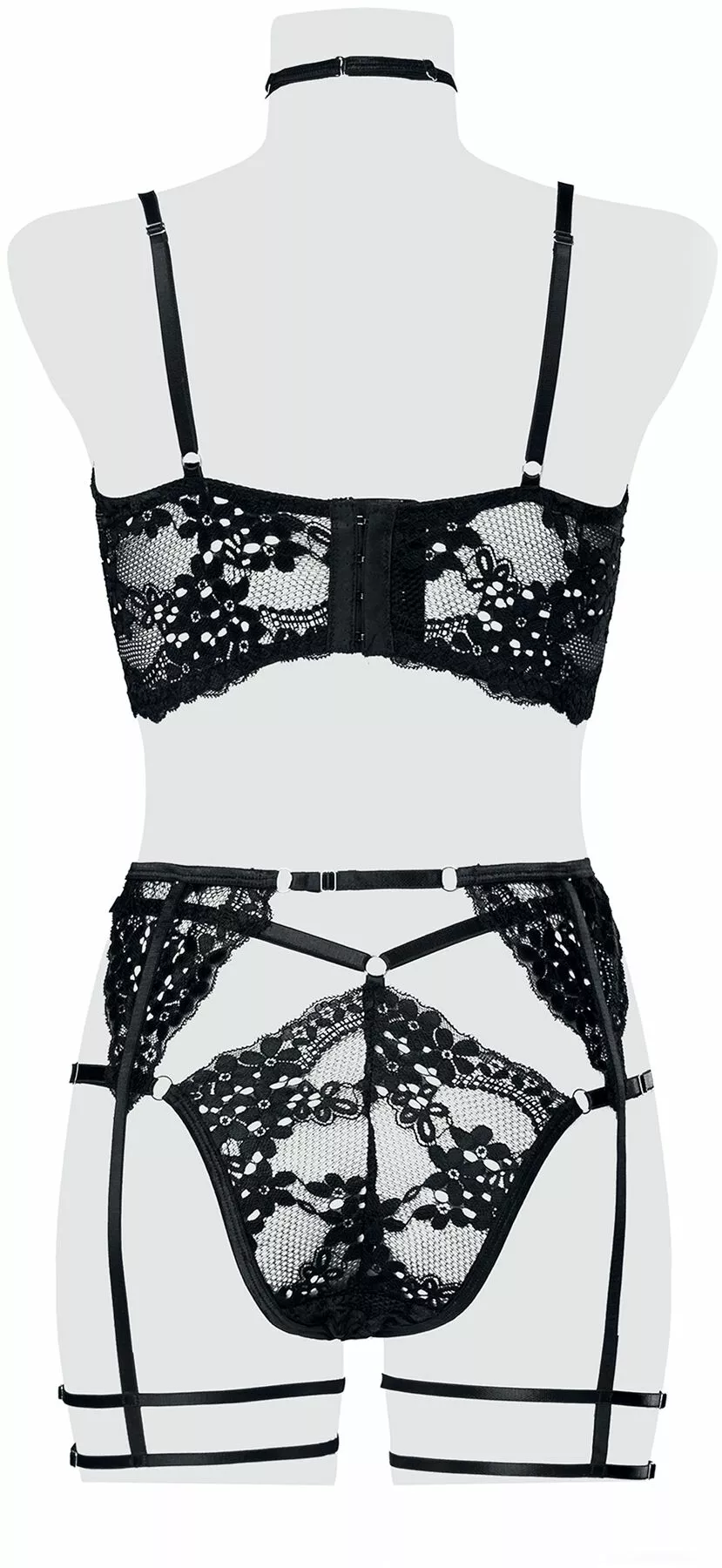 "3-Part Lace Straps Cami Set" Ondergoed Zwart Van Grey Velvet - Afbeelding 2